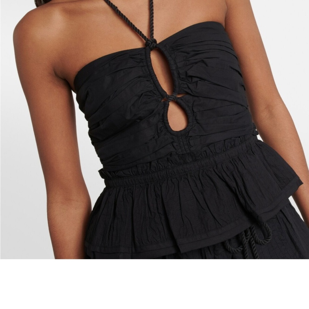 Ulla Johnson Adaleigh Black Cotton Peplum Pitched Top - Size XS